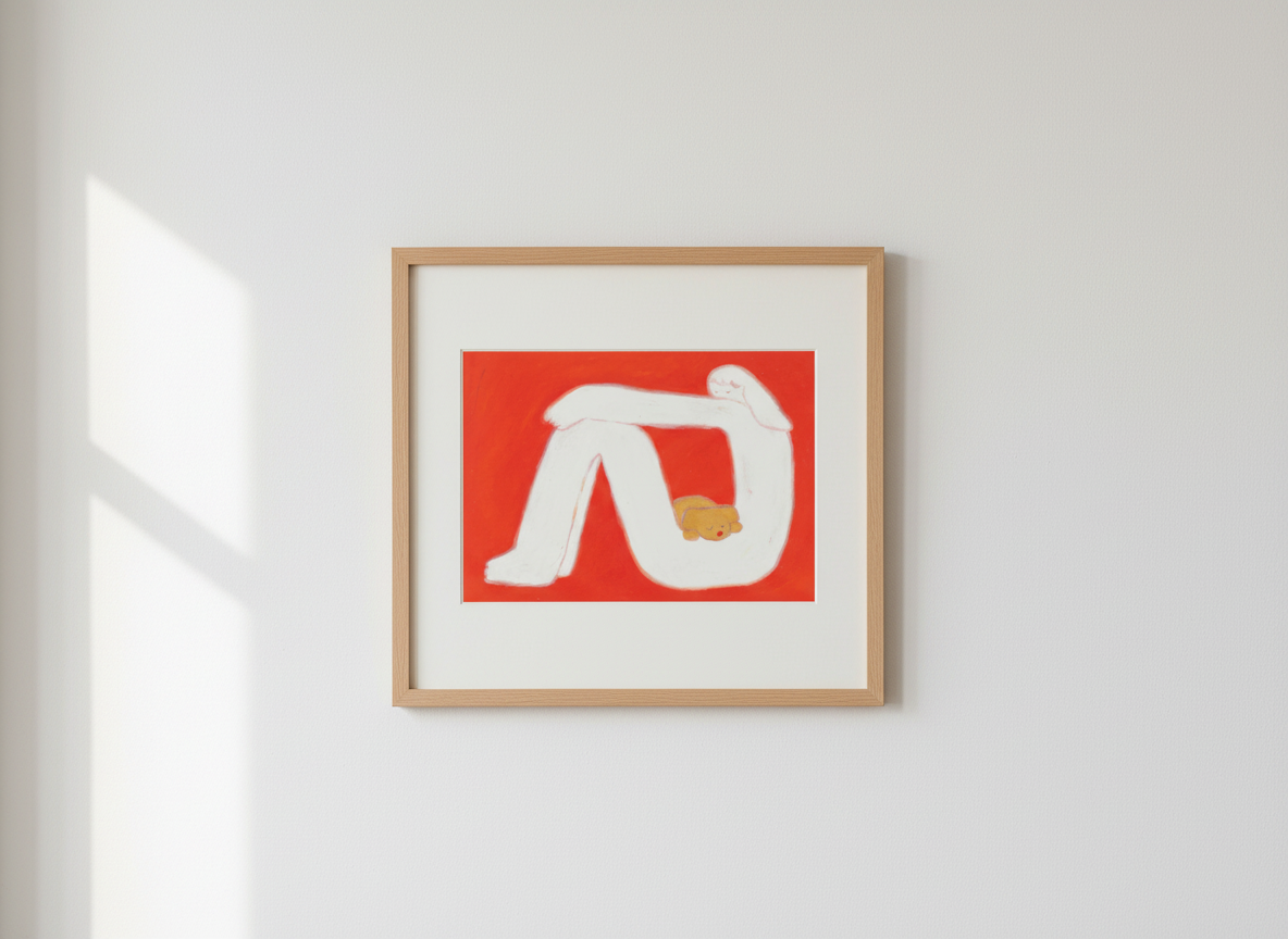 A4 POSTER | Cuddling with my dog (red)