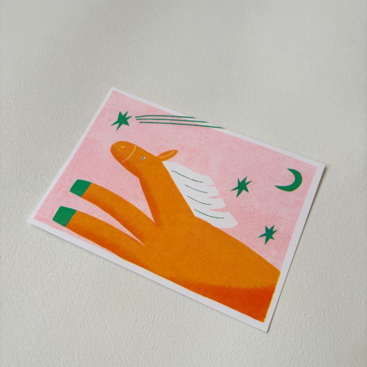 Risograph Postcard | Happy lazy bunny.