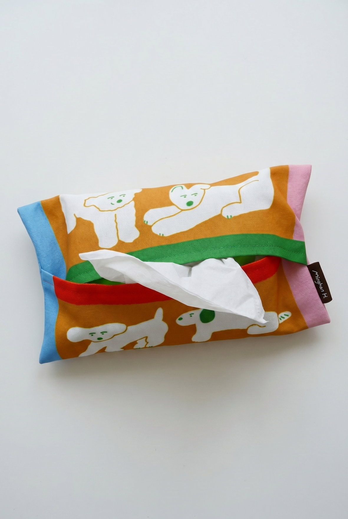 【Minghan H. ✕ cloth-goods】Fluffy Dogs：Faux Linen Tissue Box Cover