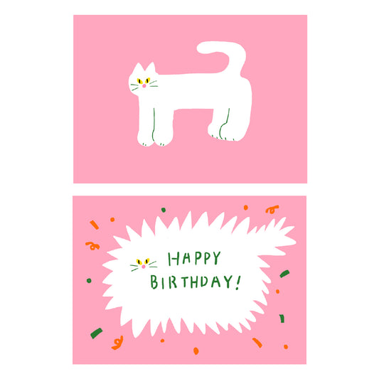 Lenticular Postcard | HAPPY BIRTHDAY_White cat.
