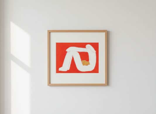 A4 POSTER | Cuddling with my dog ​​(red)