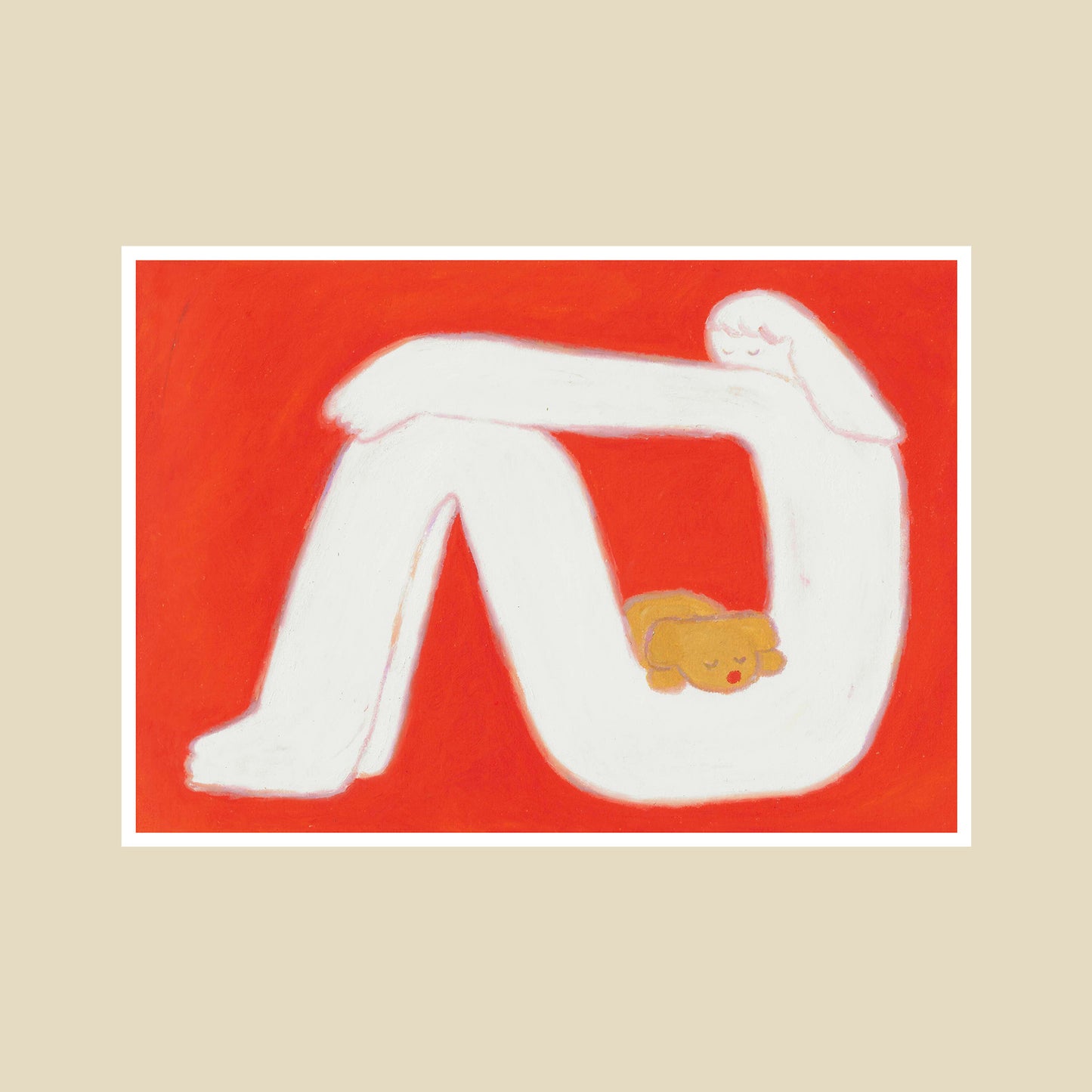 A4 POSTER | Cuddling with my dog ​​(red)