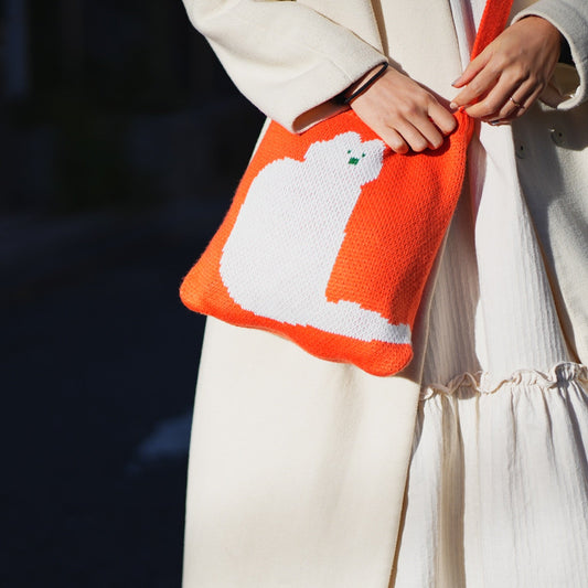 Knit bag | White cat.