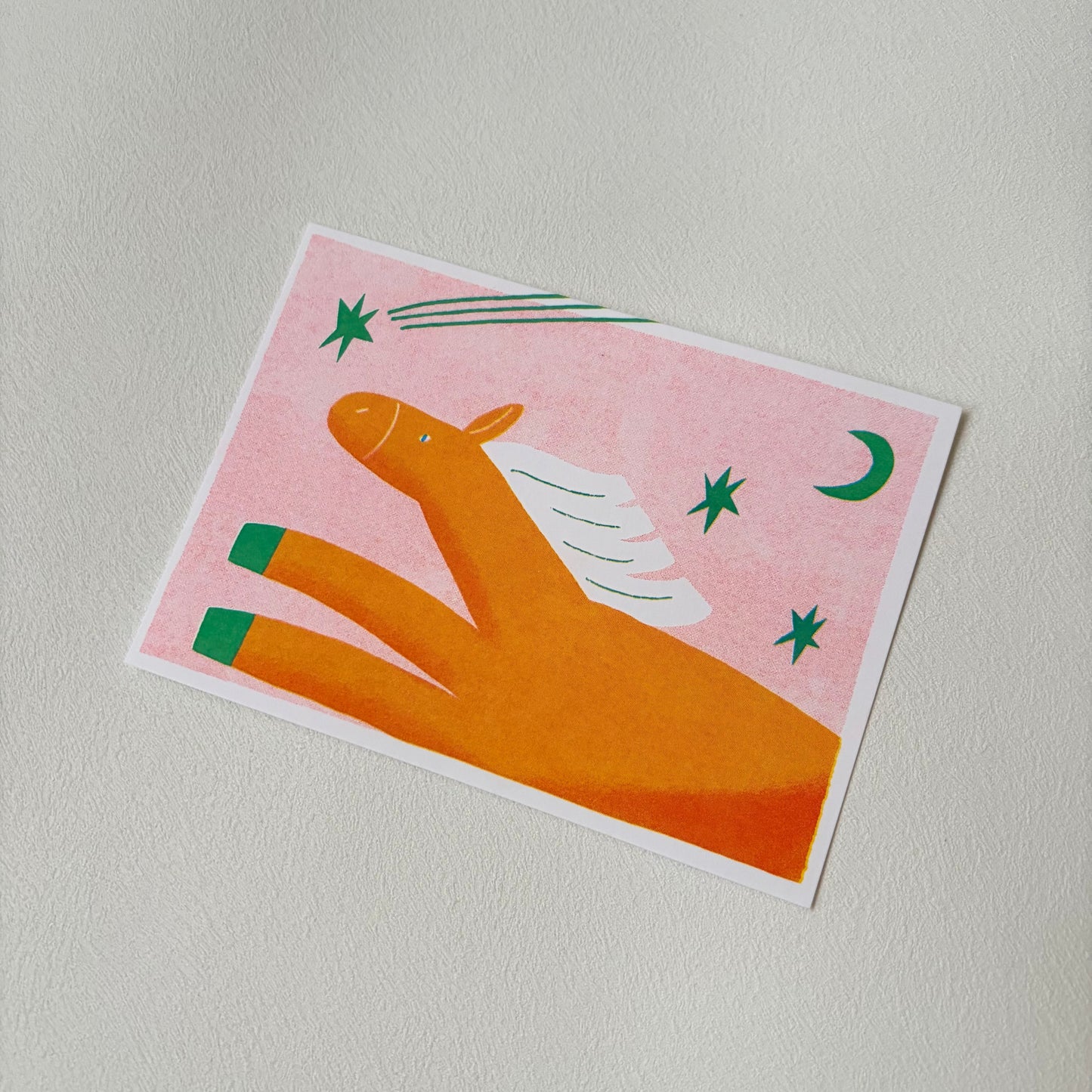 Risograph Postcard | Happy lazy bunny.