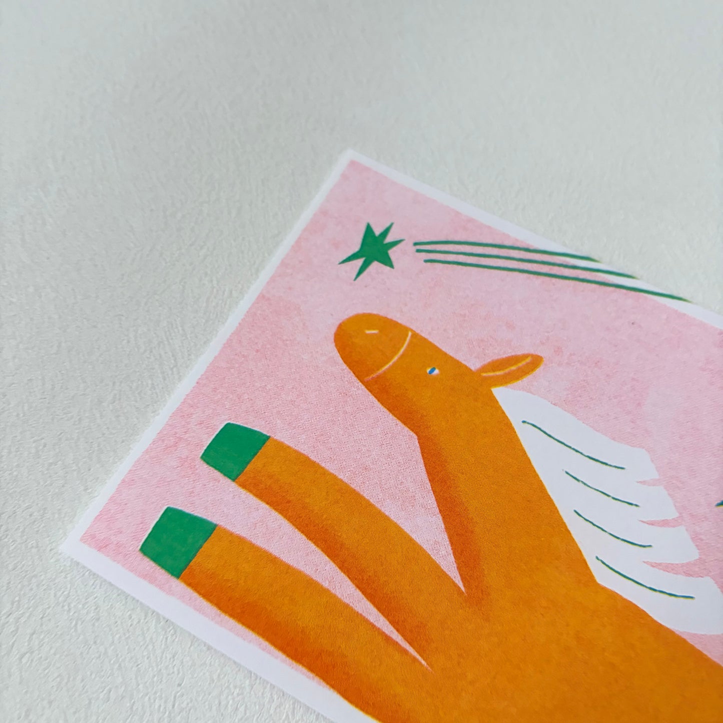 Risograph Postcard | Happy lazy bunny.