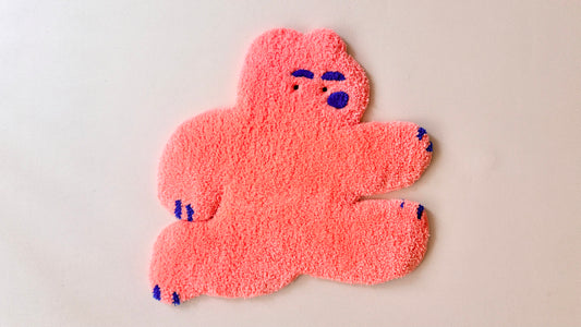 Tufting | Neon coral bear.