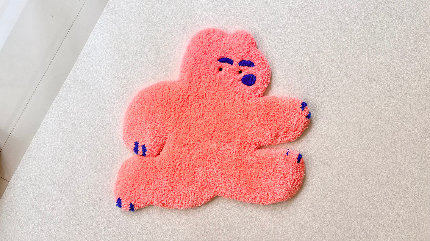 Tufting | Neon coral bear.